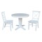International Concepts 36 in. Solid Wood Round Extension Dining Table with 2 Dining Chairs in White K08-36RXT-23B-C613-2 - alternate 1